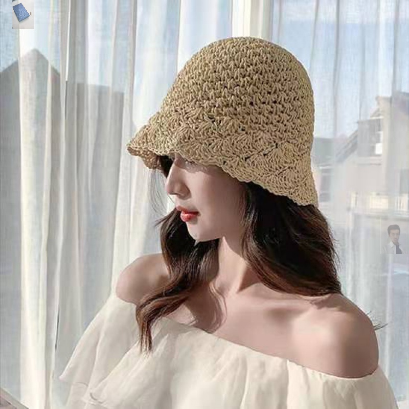 遮阳日式草帽鱼夫女帽渔夫帽沙滩帽夏气质夏天女士帽子洋气漂亮的