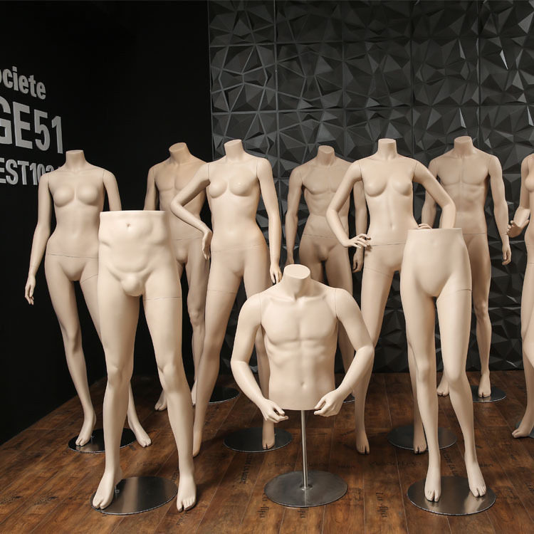 全身半身男女服装模特道具平头肤色玻璃钢橱窗展示架假人体裤模