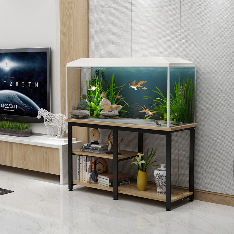 北欧实木铁艺鱼缸架子底架底座底柜鱼缸桌玄关桌客厅简约鱼缸柜