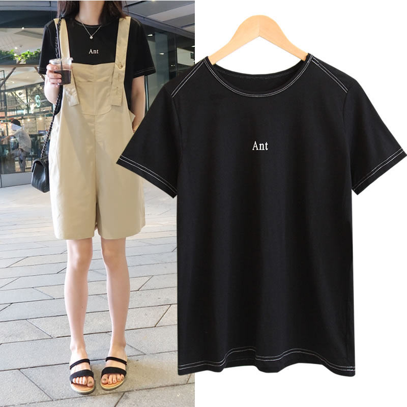 孕妇装夏装上衣短袖T恤纯棉宽松大码时尚韩版套装潮妈2021新款