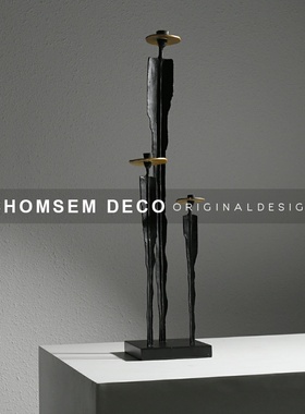 现代新中式人物雕塑摆件售楼处大厅样板房间N书房客厅玄关软装饰