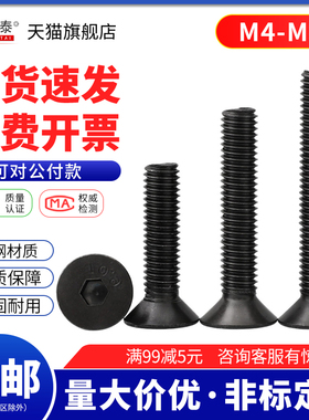 10.9级反牙沉头内六角螺丝黑色反丝左牙平头螺栓左旋平杯M4M5M6M8