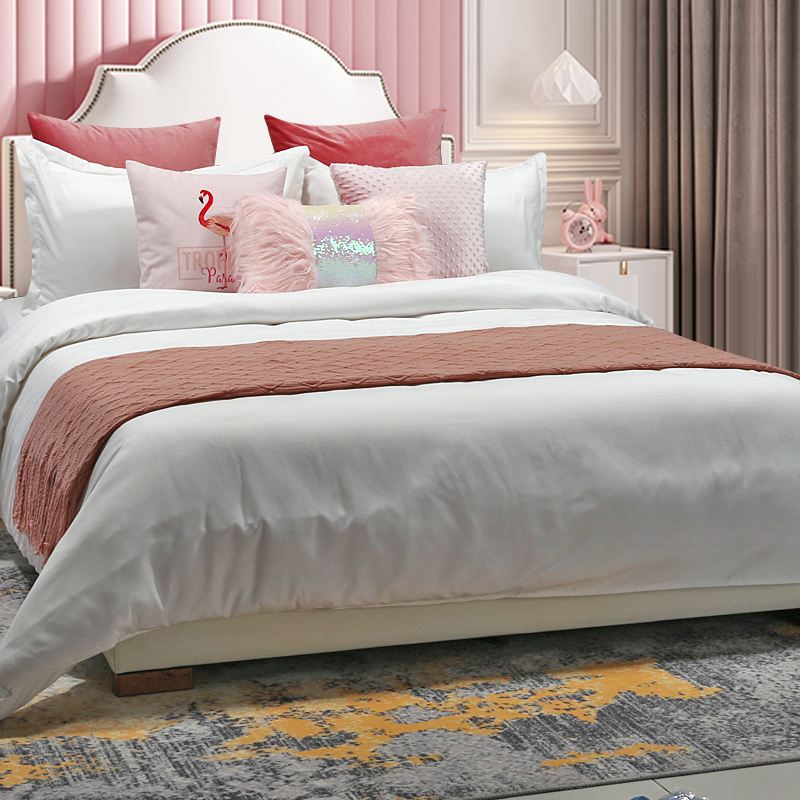 儿童房样板房间床上m用品简约公主风儿童女孩房软装床品多件套组