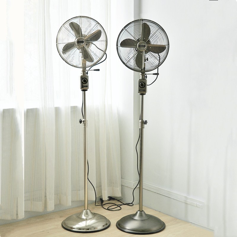 IMASU复古电风扇家用静音金属落地E扇摇头立式仿古空气循环扇电扇