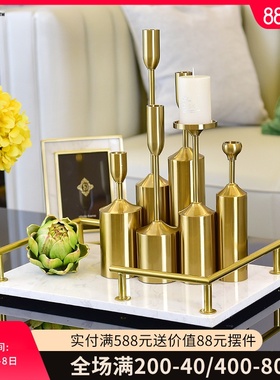 现代轻奢大理石托盘摆件欧式样板间客厅茶几O收纳盘高档简约装饰