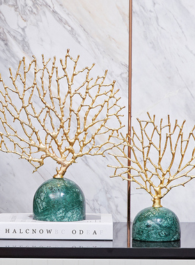 北欧轻奢风大理石摆件招财欧x式玄关电视柜桌面摆设创意家居装饰