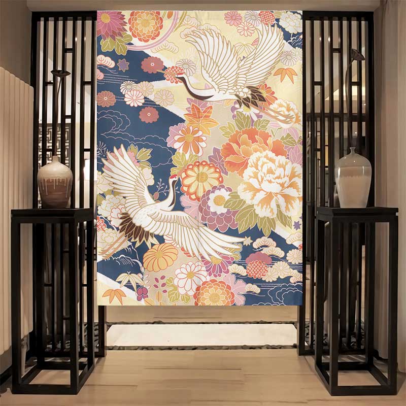 日式门帘磁铁对吸半帘对开隔断帘布F艺厨房半截短帘玄关卧室定制