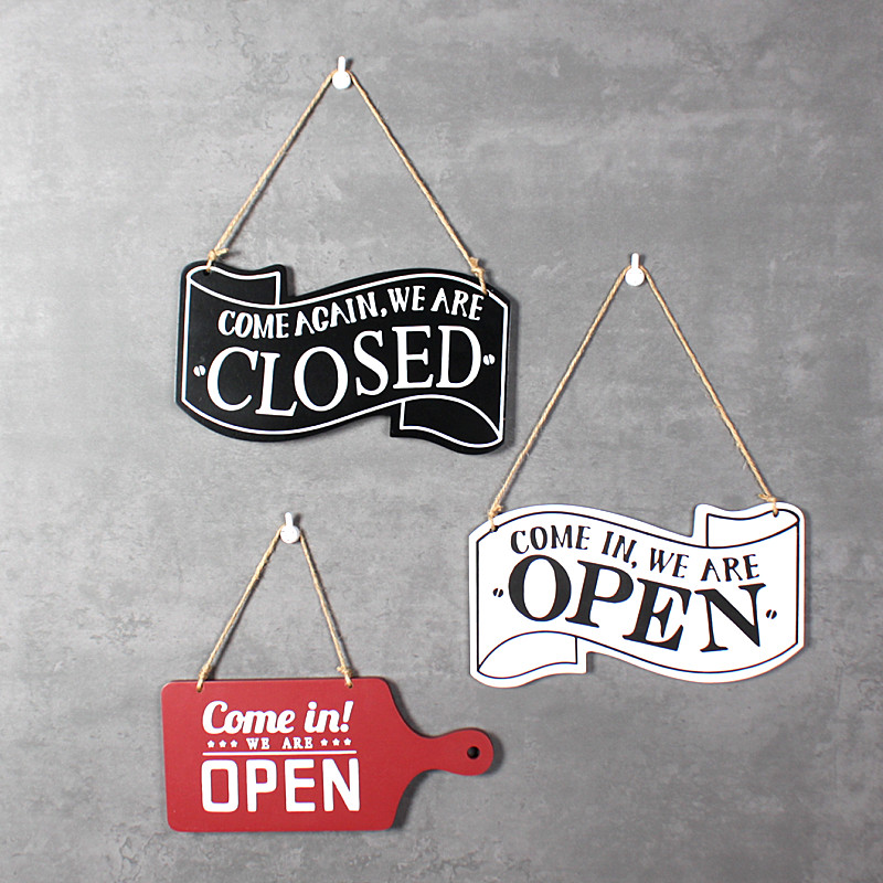 欢迎牌指示标志墙面画店铺咖啡装饰双F面木质门牌家居壁饰装饰挂