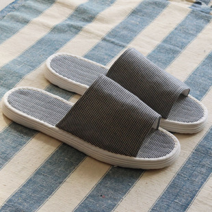 国潮千层底布拖鞋 纯手工纳底 露趾成人情侣款 W格子居家凉拖 男女