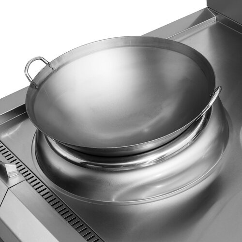 凹面商用电磁炉专用铁锅酒店炒w锅双耳50cm60cm电磁炉不锈钢炒锅
