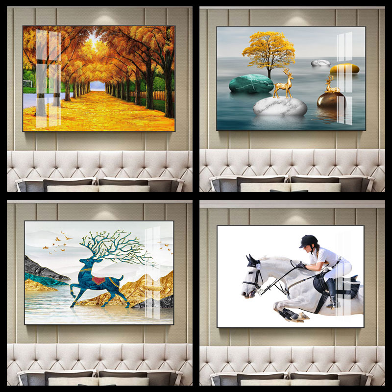 客厅无框画现代装饰画餐厅风景壁画酒店卧室书房墙挂画单联晶瓷画