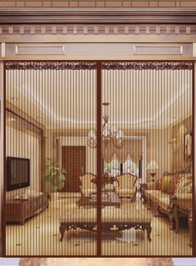 防蚊门帘门挡铁门农村沙网大门磁吸对开条纹砂加厚纱帘纱窗门家用
