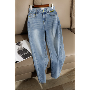 新款 宽松老爹裤 显瘦 百搭休闲老爹裤 女士纯棉磨白牛仔裤