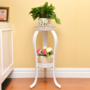矮花架子小单层凳子式铁艺客厅绿萝阳台欧式单个白色放落地的花盆