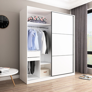 推拉门衣柜简约现代储物衣橱 卧z室整体移门衣柜 衣帽间定制2门3