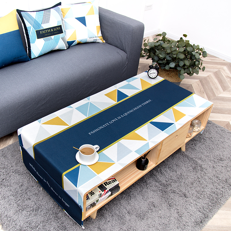 北欧风客厅茶几布o防尘防水餐桌盖布棉麻口袋防尘遮布