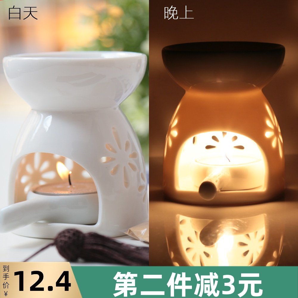 现代迷你蜡烛熏香檀香炉陶u瓷香熏炉精油加热香粉香薰灯炉家用小