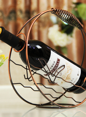 欧式车型圆形红酒架创意葡萄酒架子复古铁艺摆件时尚简约红酒瓶架