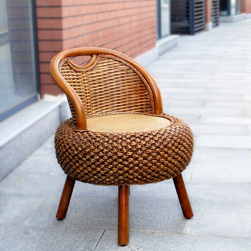 新款藤编小椅子家用单人藤椅矮凳圆凳实木换鞋凳榻榻米阳台靠背椅,住宅家具,矮凳,淘宝优惠券,粉丝福利购,淘宝优惠卷