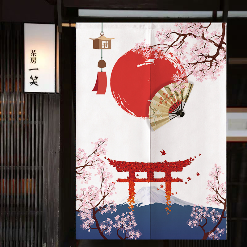 日式和风浮世绘门帘半帘隔断帘布帘防油烟厨房帘子卫生间卧室挂帘