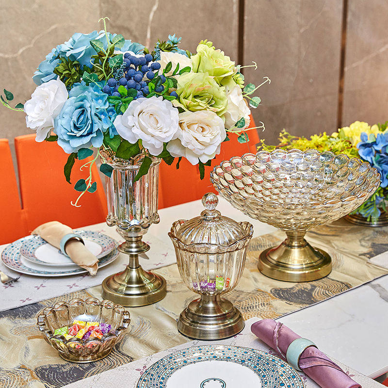 轻奢欧式客厅茶几餐桌玻璃果盘家居加厚玻璃花瓶摆件套装,家居饰品,果盘/果篓,淘宝优惠券,粉丝福利购,淘宝优惠卷