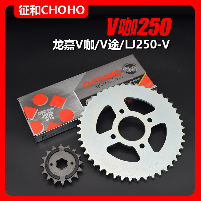 适用龙嘉V咖V途大小链轮 复古摩托车JV牙盘静音油封链条