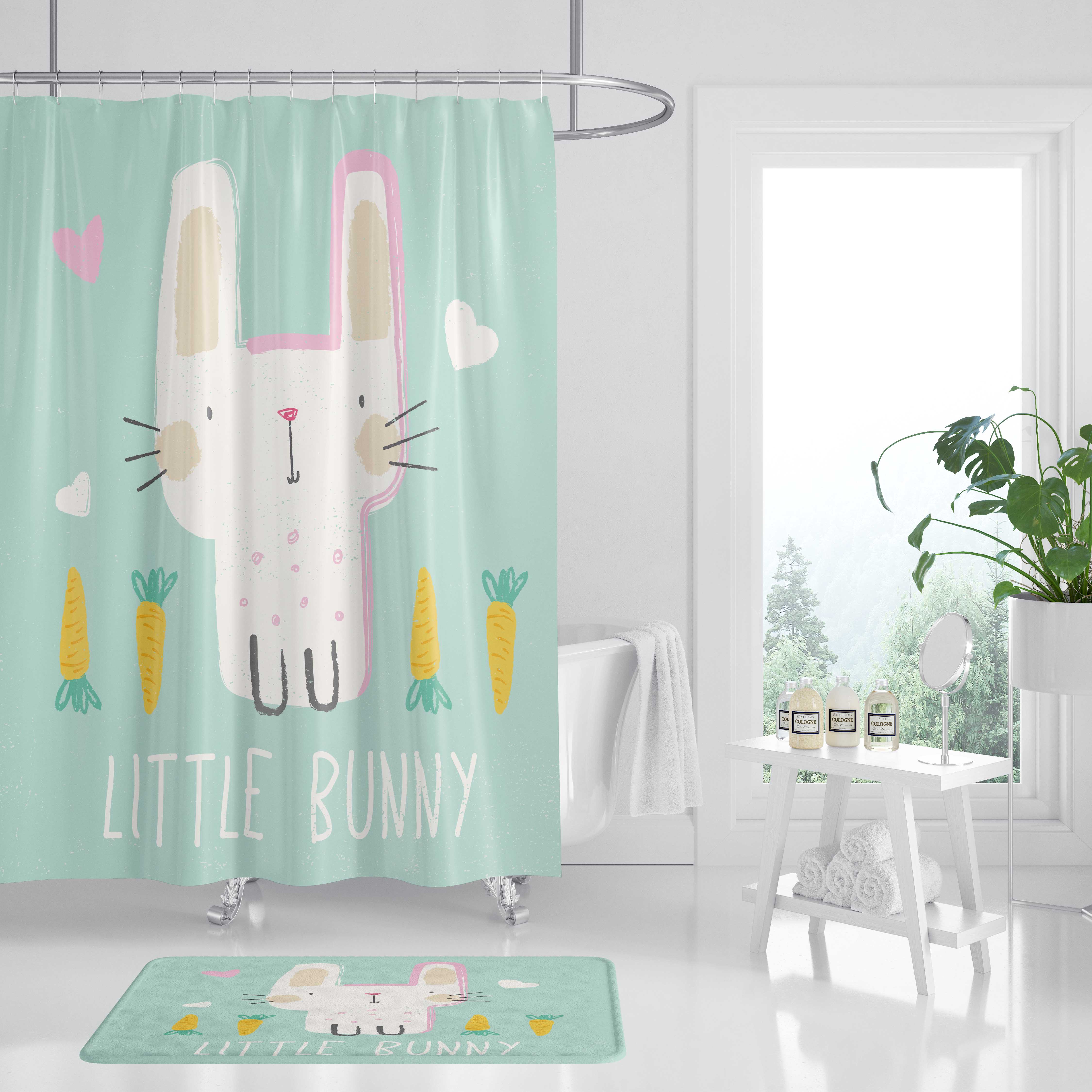 加厚防水防霉涤纶浴帘布隔断帘门帘窗帘卫生间浴室帘套装送环