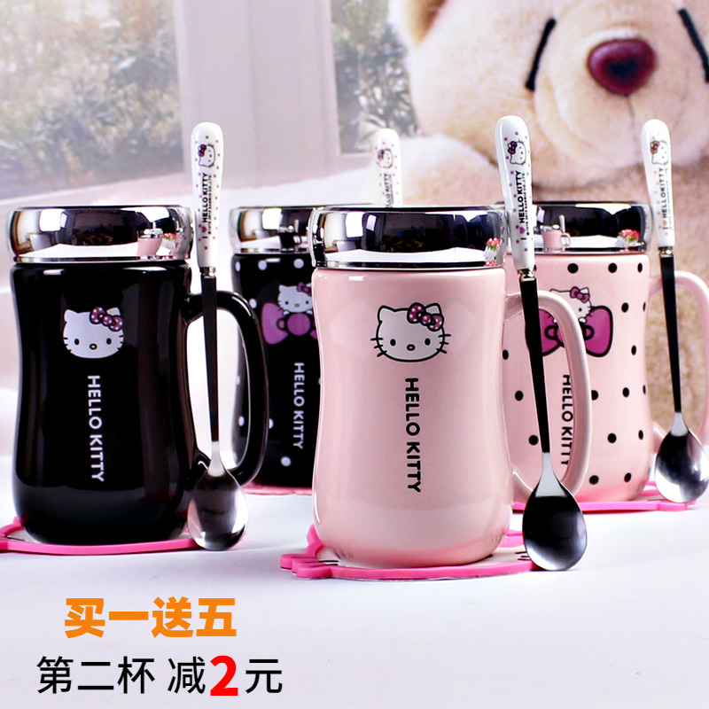 带盖勺可爱创意陶瓷情侣咖啡杯定制口杯