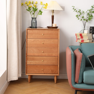 梦源实木三斗柜多用柜五斗柜白橡木餐边柜捡漏柜子轻奢简约储物柜