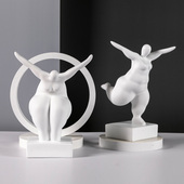 现简约胖女人摆件创意抽象人物雕塑家居客厅酒店橱窗摆设