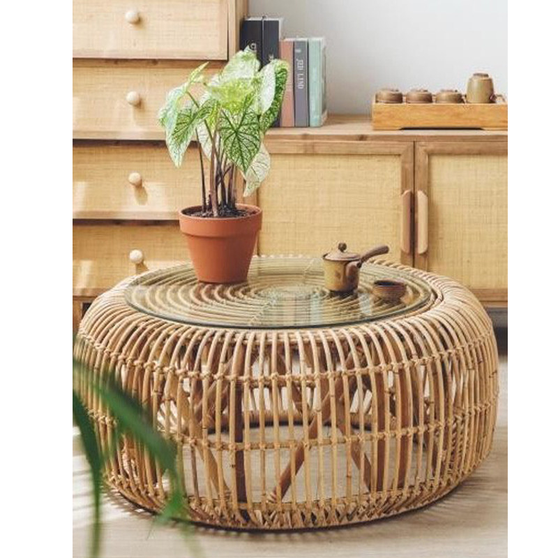 藤编茶几圆形边几小户型客厅阳台小桌子民宿真藤日式茶桌茶台,住宅家具,茶几,淘宝优惠券,粉丝福利购,淘宝优惠卷
