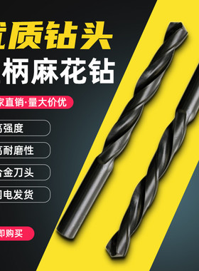 钻铁钻头钢铁直柄手电钻加硬转头高速钢黑麻花钻头打孔1/2/3/20mm