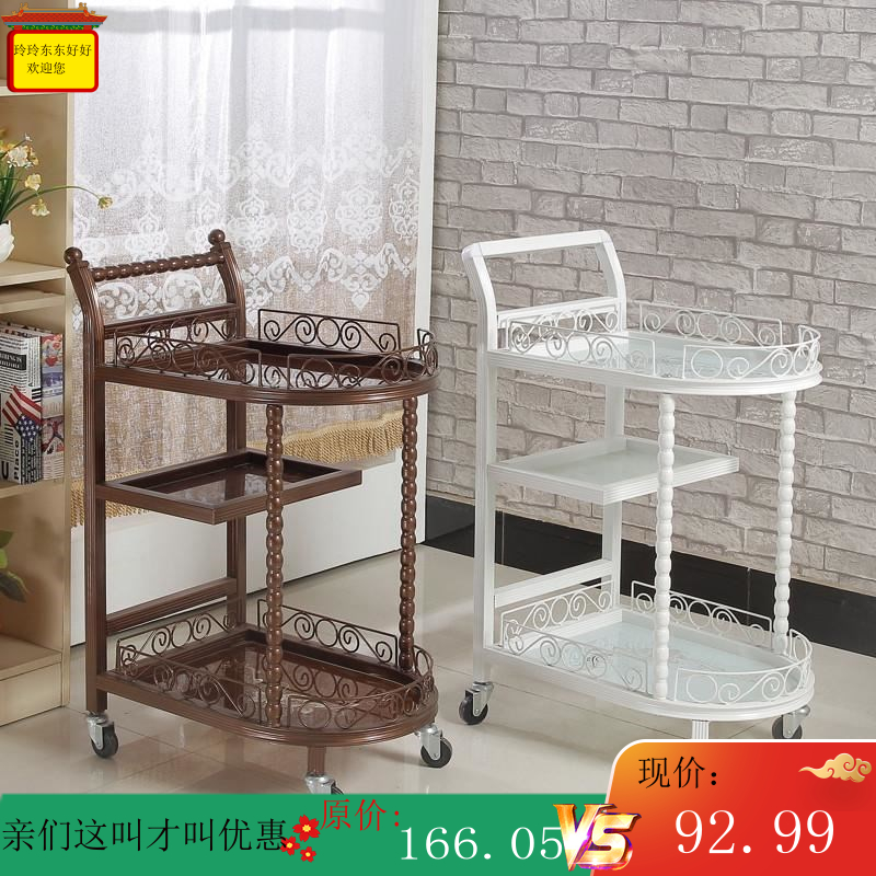 美容院美发推车置物架三层移动欧式D铁艺美甲仪器纹绣火罐工小推