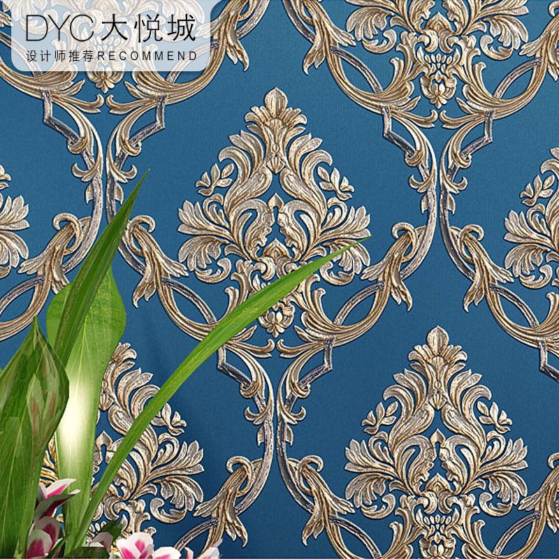欧式墙纸奢华高档大气卧室t房间温馨客厅3d电视背景无纺布大花壁