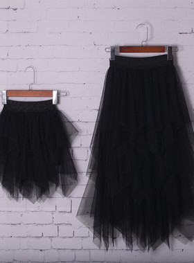 女童半身裙春夏洋气长款儿童蛋糕纱裙蓬蓬裙公主裙短裙亲子网纱