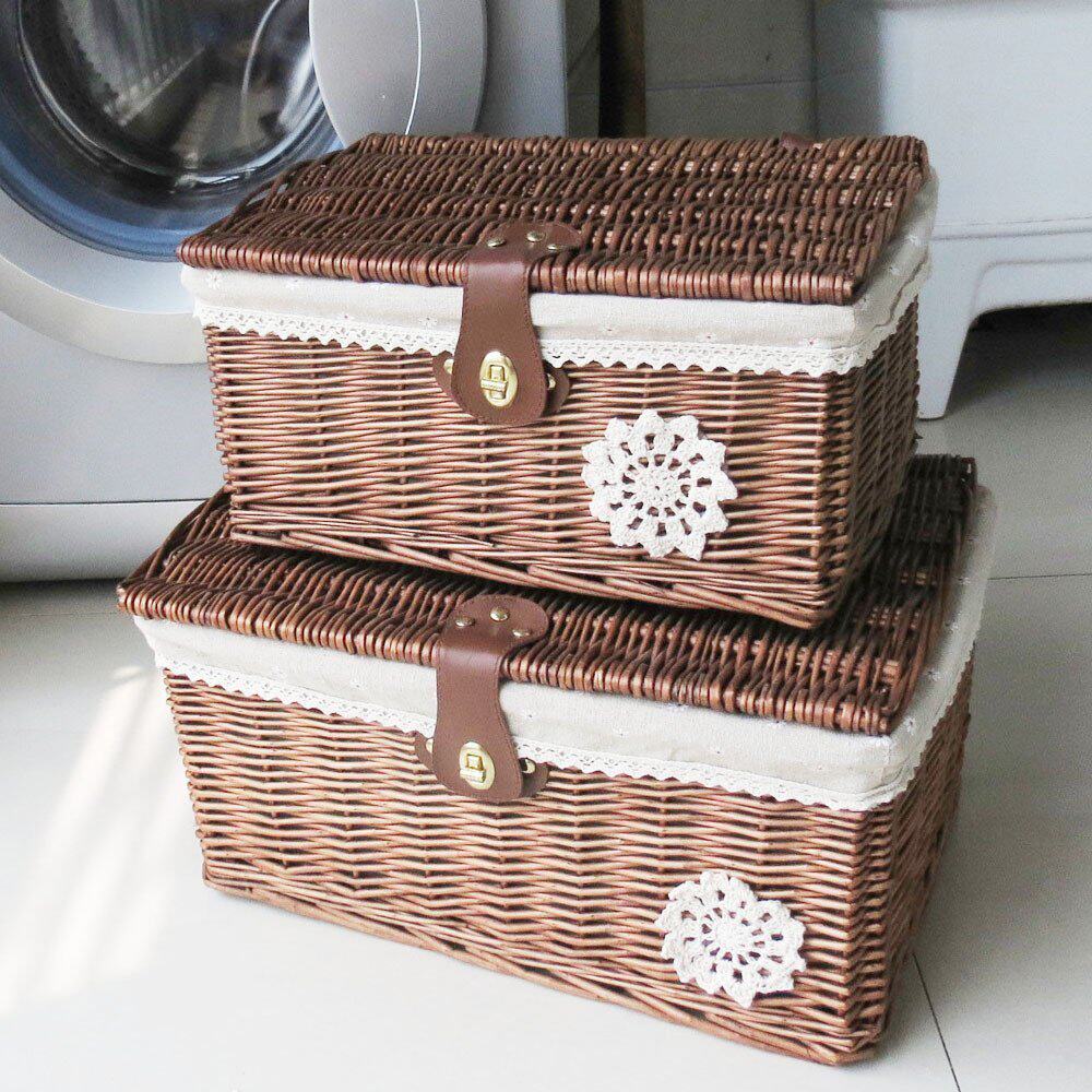 藤编收纳筐c储物箱柳编收纳箱收纳篮带盖整理箱带锁扣收纳盒筐篮,收纳整理,收纳箱,淘宝优惠券,粉丝福利购,淘宝优惠卷