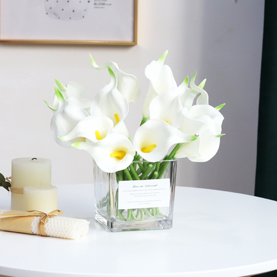 清新韩系仿真花假花马蹄莲郁金香透明玻璃花瓶绢花玄关桌面装饰花