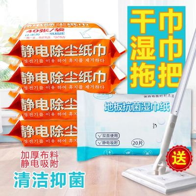 免手洗静电c除尘纸拖把粘宠物毛发消毒地板湿巾平板拖把除尘纸