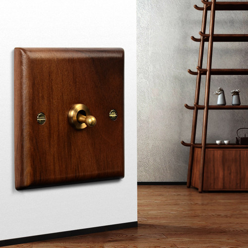 胡桃木面板复古h门禁开关86型出门按钮电铃酒店门铃开关自动复位
