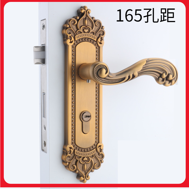 欧式黄古a铜室内门锁家用换锁具实木卧室门锁房间静音165孔通用型