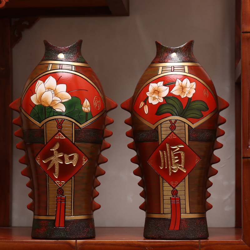 中式创意客厅家居玄关博古架饰品酒柜陶瓷摆N设陶艺摆件手工工艺