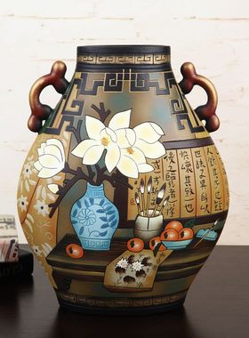 现代中式家居装饰品创意酒柜博古架陶艺摆件客厅电视柜摆设中国风