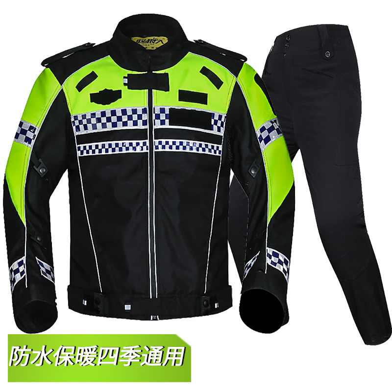 国宾铁骑服男保暖摩托车骑行巡查冬防水交通执勤反光衣四季龙虾装