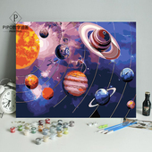 数字油画diy减压手工画油彩画星空宇宙手绘装 太阳系 饰画儿童挂画