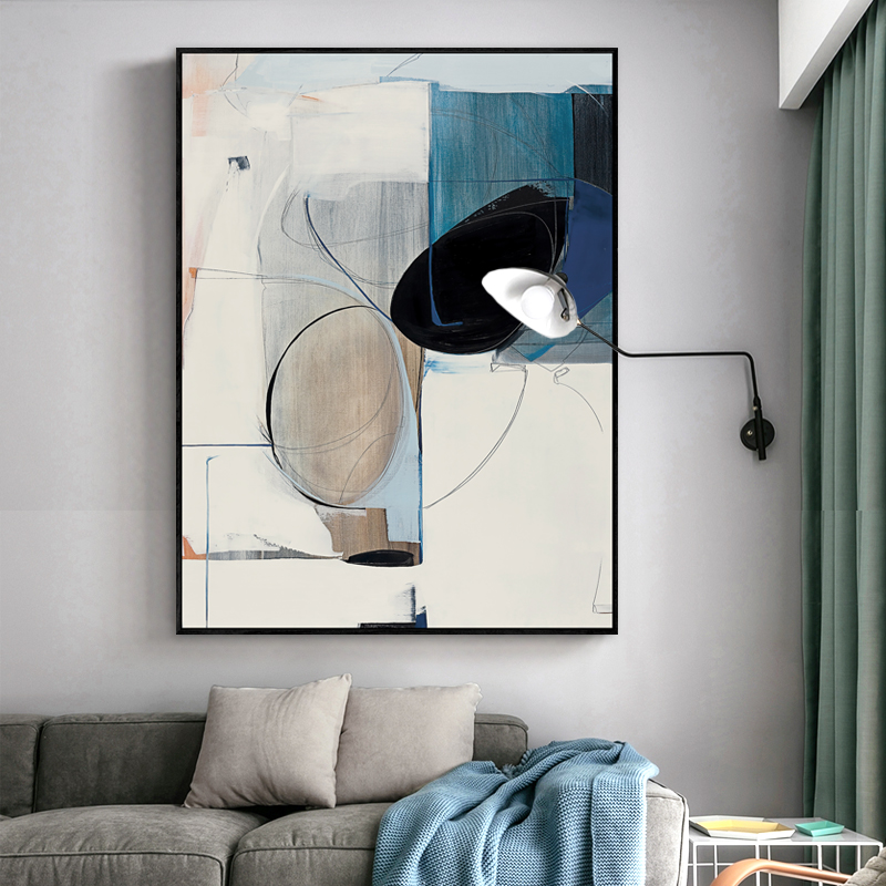 幽意 现代简约蓝色抽象客厅装饰画艺术沙发背景壁画极简玄关挂画