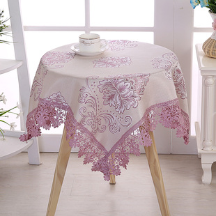 圆桌布茶几桌布餐桌台布正方形盖布床头柜罩蕾丝家用桌垫耐脏防尘