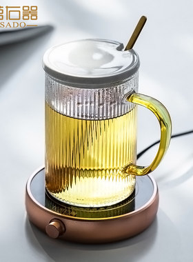 左茗右器可微波炉加热耐热玻璃带盖杯勺子早餐牛奶水杯大容量杯子