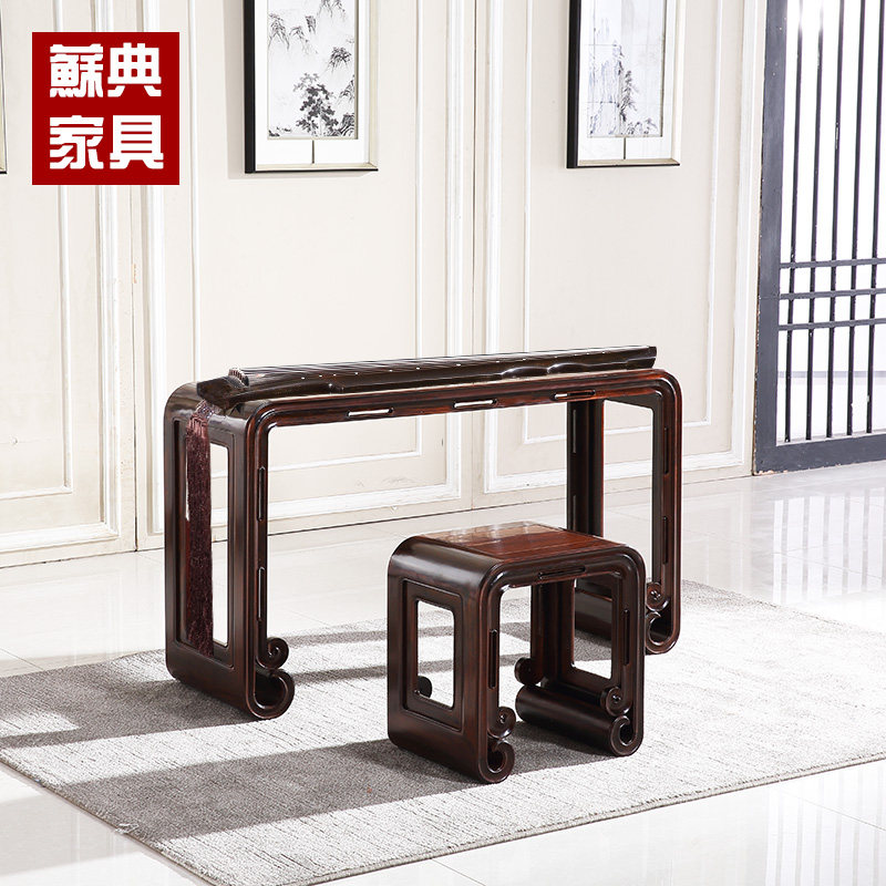 红木琴桌实木弯头琴凳古筝桌琴台中式仿古琴桌琴桌凳两件套酸枝木