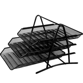 金属铁网三层文件盘3层4层文件架文件篮资料收集盘铁网状文件盘