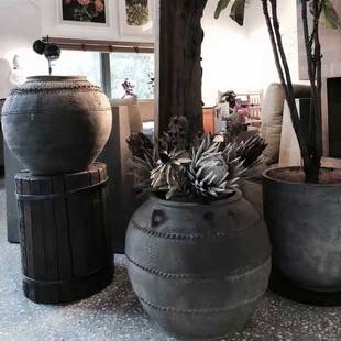 翁缸陶土缸装饰个性陶器复古花器仿古花盆土陶瓦缸艺术花盆陶罐